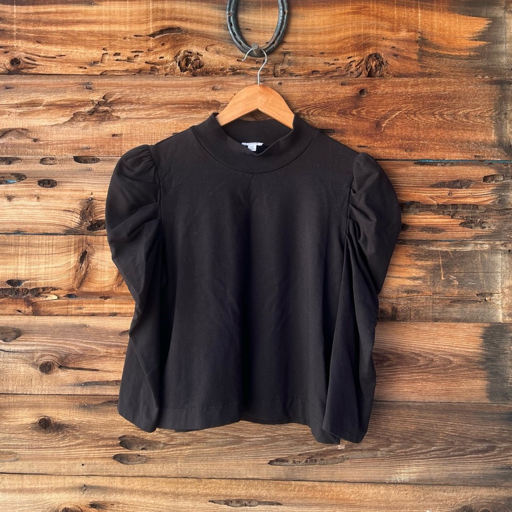 CUYANA | Elegant Black Puff Sleeve Top L